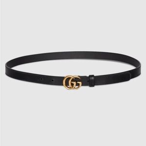 Gucci Black Belt with Gold GG Buckle